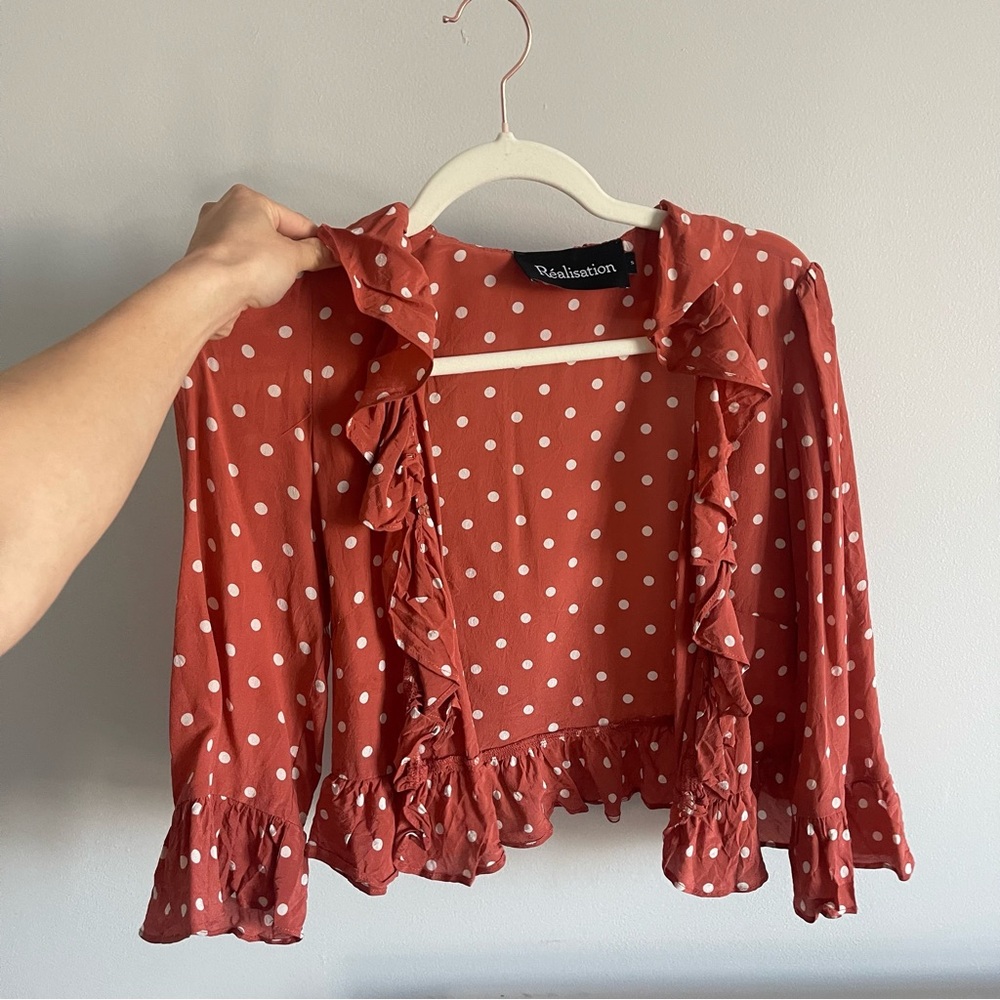 Red Polka Dot Ruffle Top by Realisation